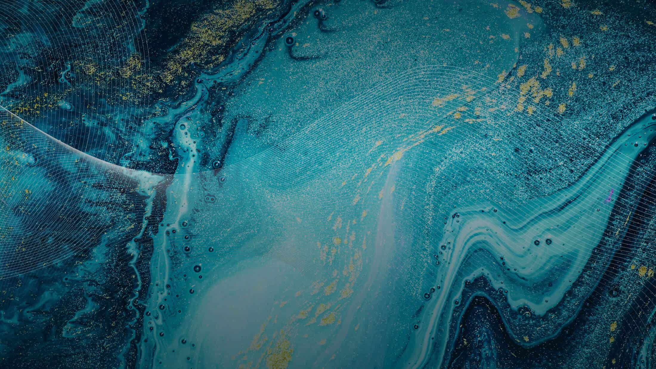 Depicts a blue and gold marbelled backghround with white overlay lines.